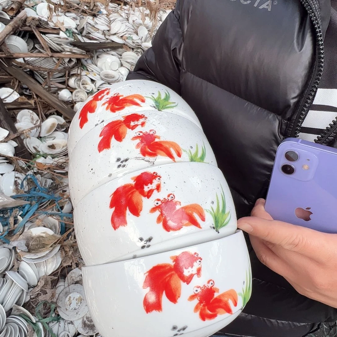 瓷景德镇高温陶瓷老白胎5.5寸4个