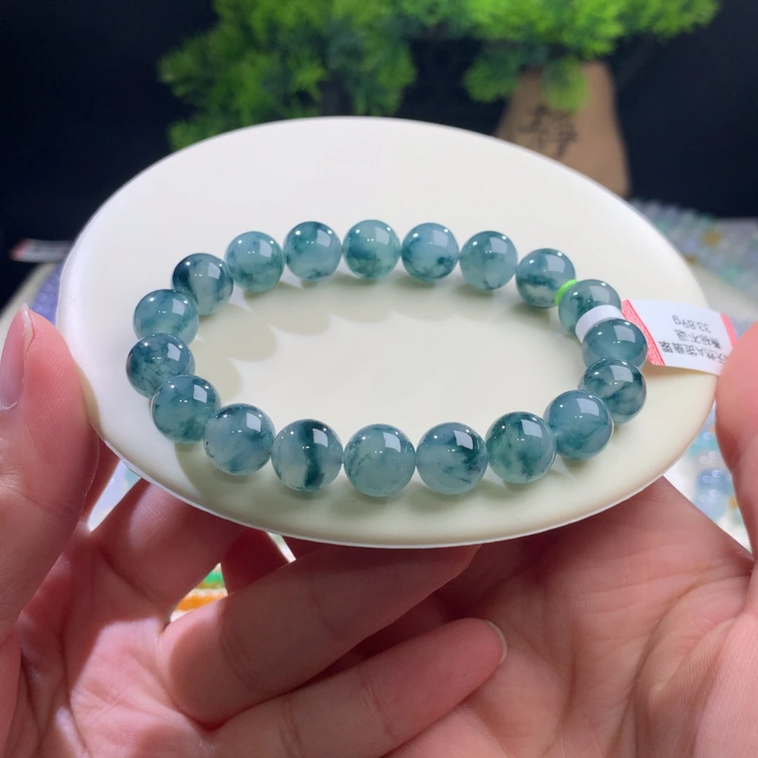 未镶嵌手串翡翠水墨蓝花手串卡10