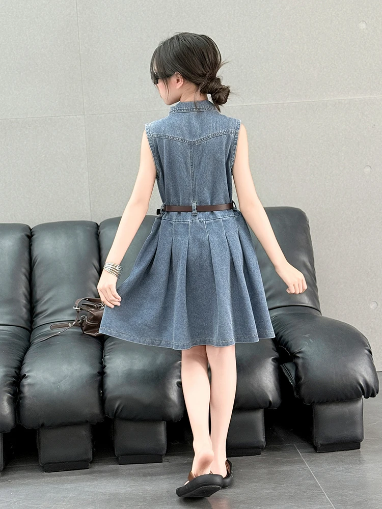 女童牛仔裙夏装2025新款中大童女孩夏季洋气连衣裙