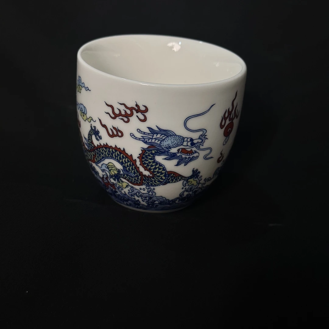 龙腾四海白瓷主人杯-ZH394