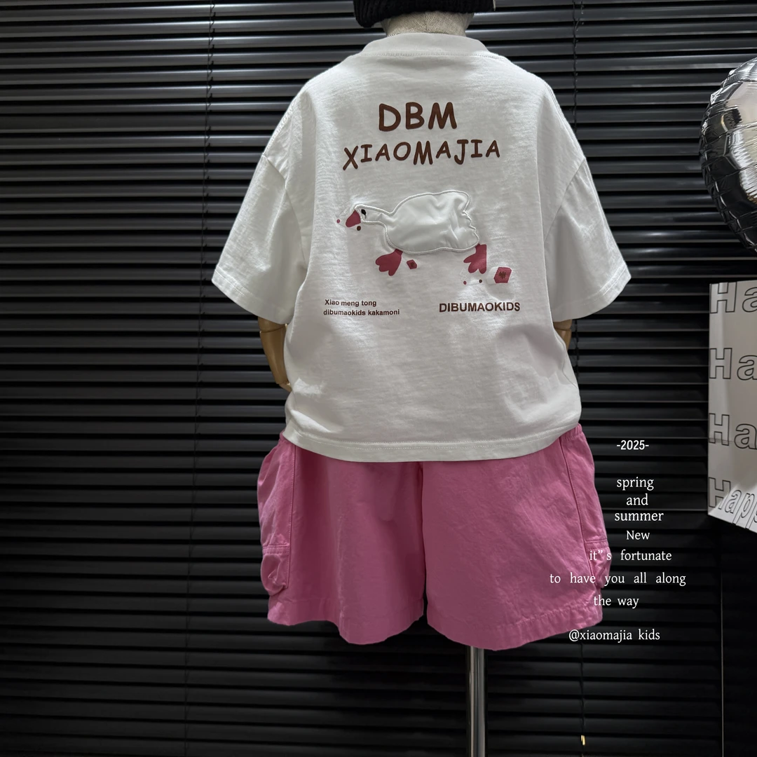 现货-儿童夏季新款时尚T恤D-5395欧若风穿搭休闲宽松男童女童上衣