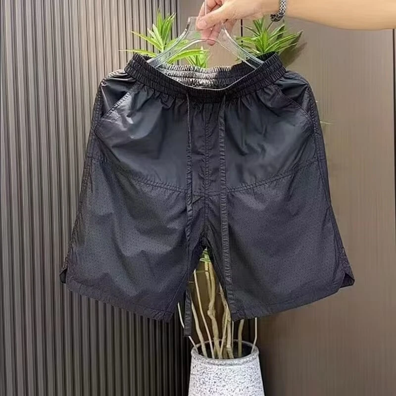 夏季薄款短裤男纯色休闲分裤透宽松外穿短袖沙滩裤