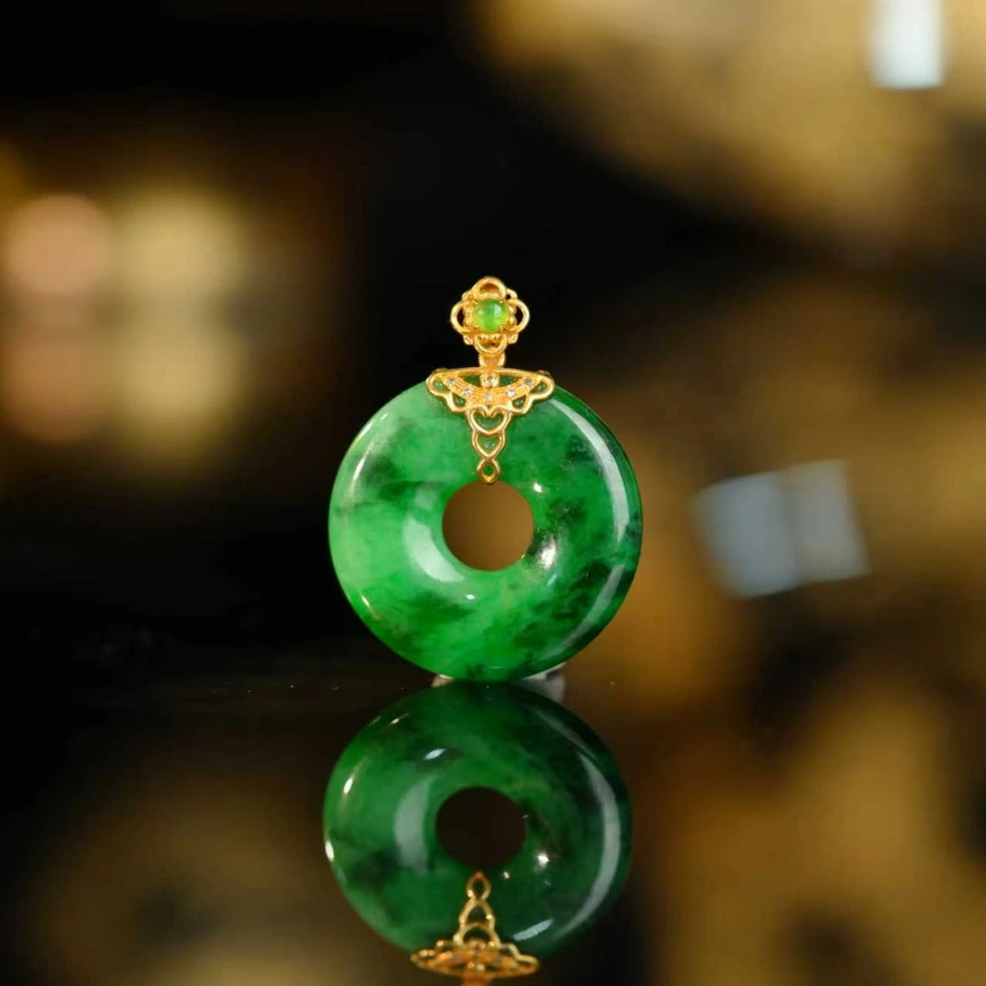 【初见珠宝】18k金翡翠吊坠17-1C398X205【多样性发一件】