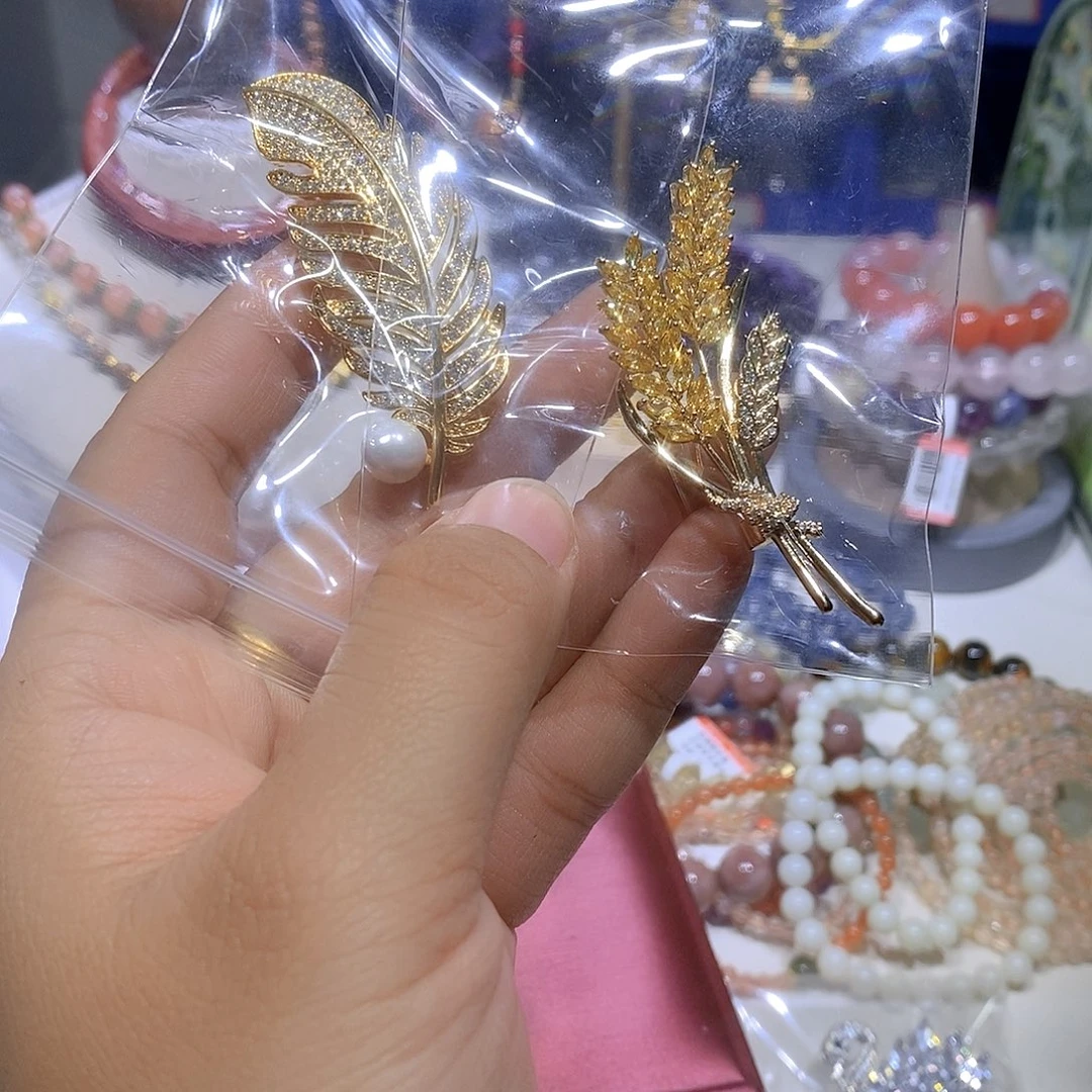 未镶嵌水晶耳饰叶子和麦穗