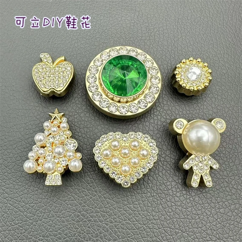 2025新款洞洞鞋鞋花DIY金属鞋扣适配Crocs卡洛驰配饰宝石小熊砖石