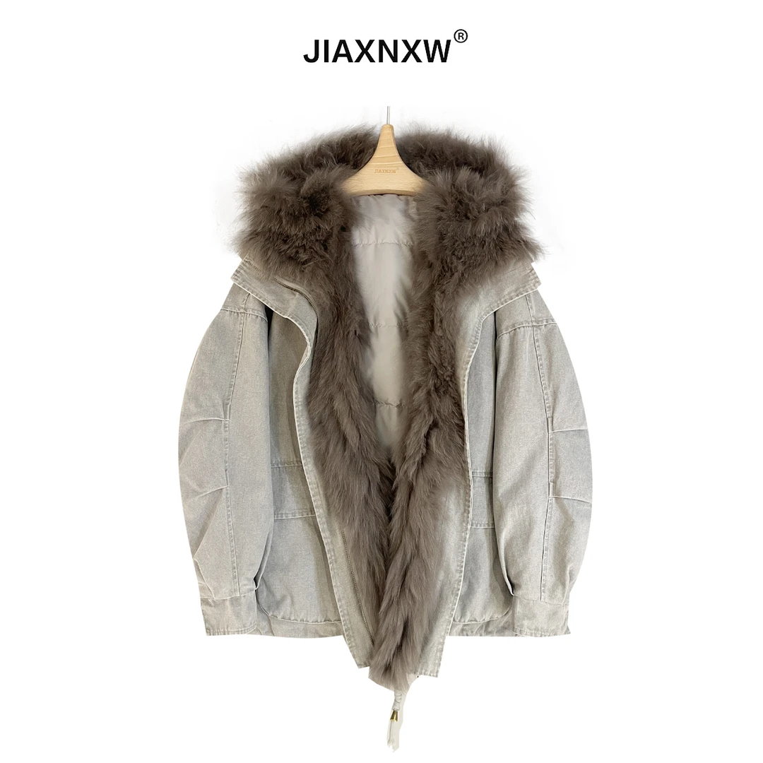 连帽狐狸毛领羽绒派克服SY26045