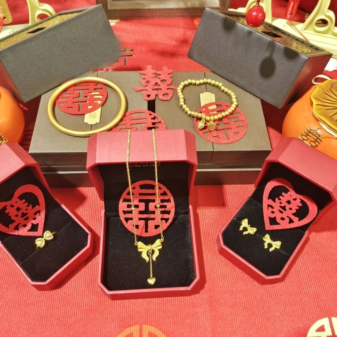 合金手镯 仿真五金首饰订婚结婚宴席摆台周家礼盒备婚假三金首饰