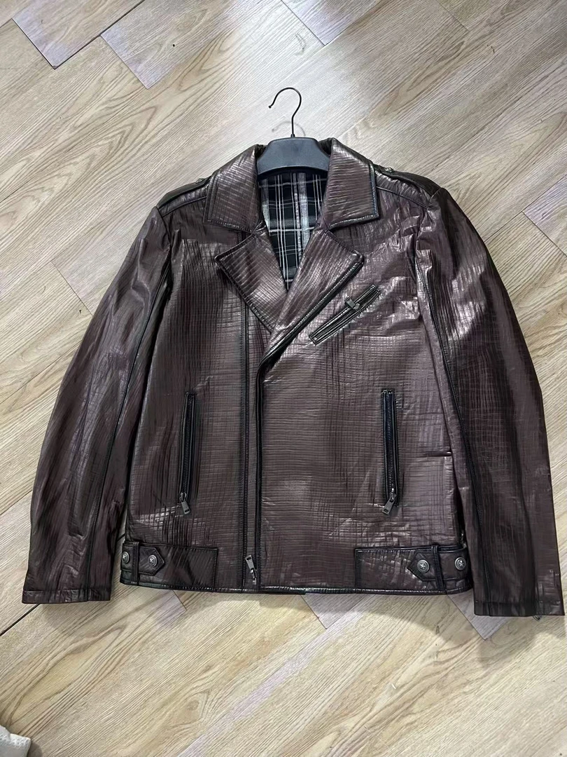 火火家单款真皮头层牛皮夹克海宁男士春季外套