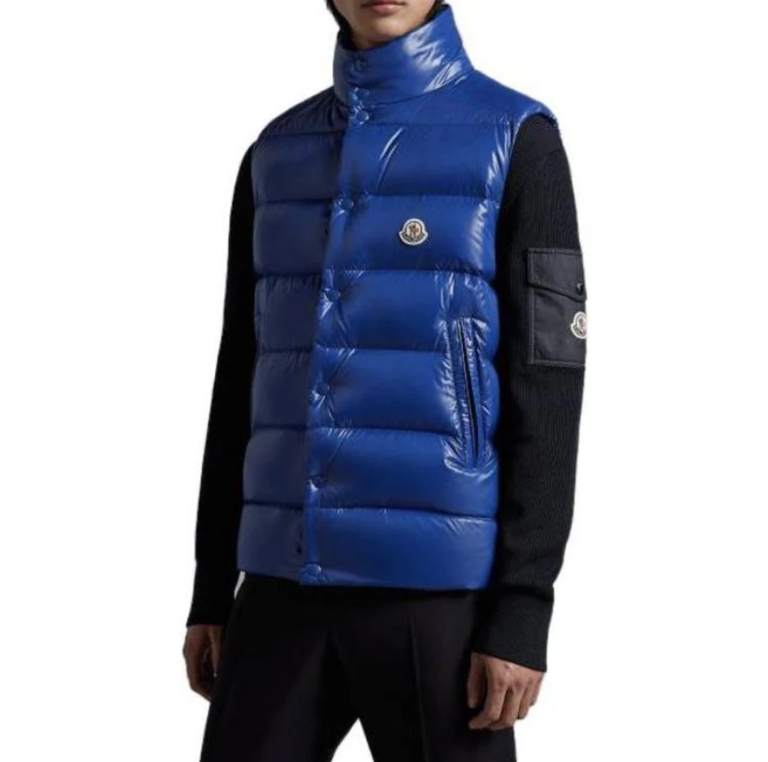 99新 MONCLER tibb蓝色羽绒马甲/3码/25331