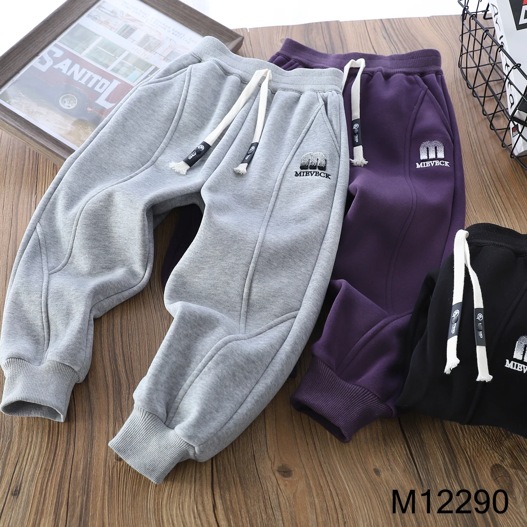 【MIEVE DUCK】冬季儿童加绒运动裤百搭休闲裤 帅气加绒卫裤12290