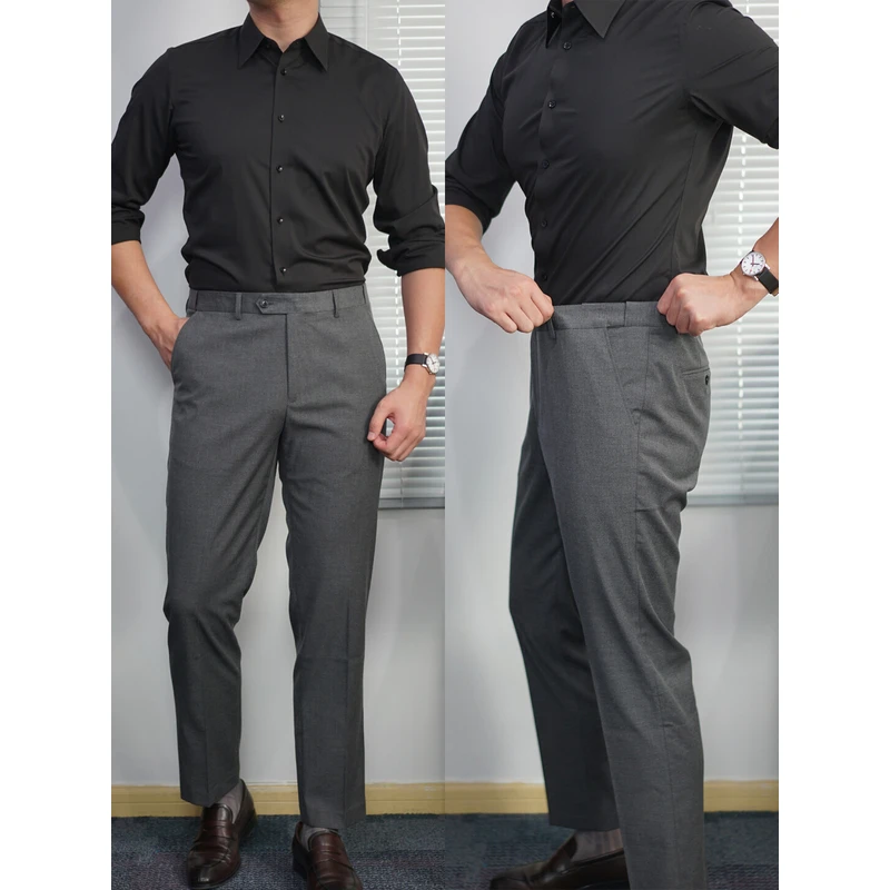 【暗松紧腰】正装西裤男直筒休闲西装裤暗松紧腰裤子灰色XK116