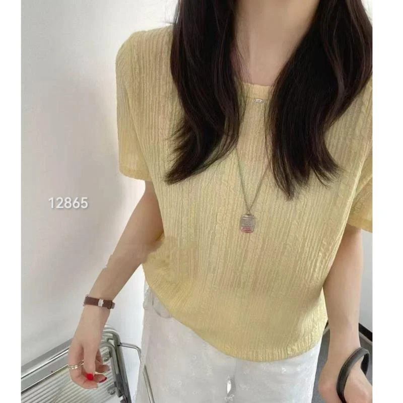 12865（部分无水洗唛，介意慎拍）WANGDAN新款肌理感净版短袖