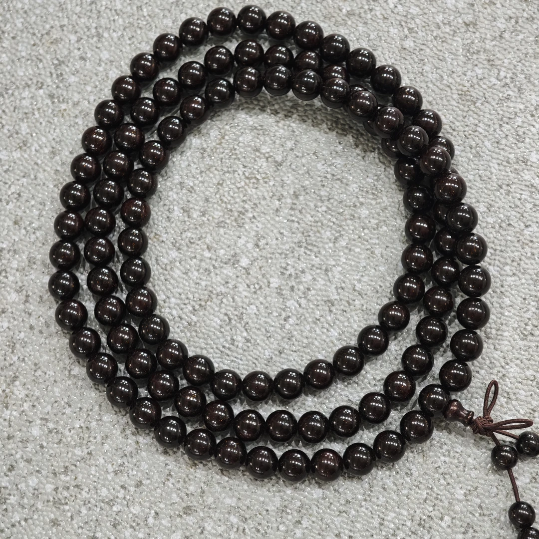 Z27 黑泥料金星紫檀0.8cm圆珠多圈手串