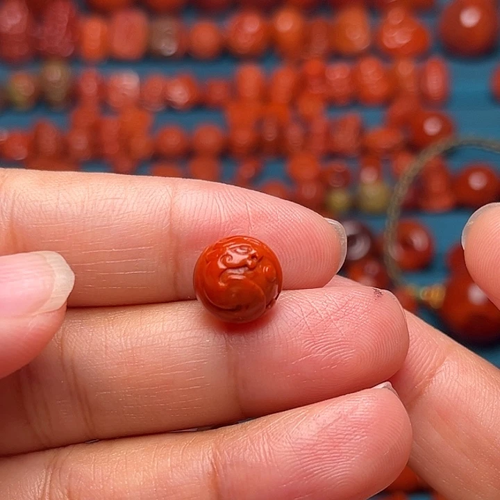 未镶嵌配饰南红玛瑙玻璃包浆俏色巧雕圆珠11mm