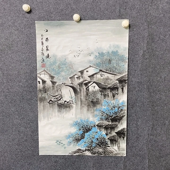 国画四尺三开江南一幅