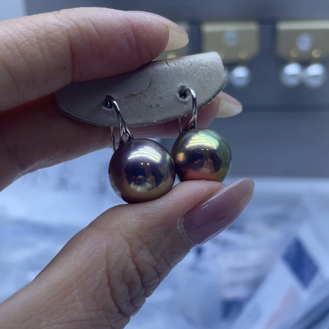 耳饰银S925镶嵌淡水珍珠