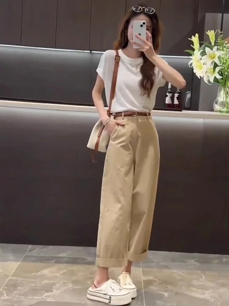 夏装搭配一整套2025新款时尚今年流行炸街减龄休闲裤两件套装女装