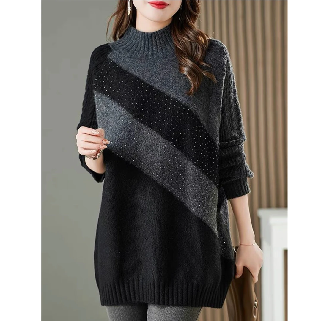 上衣毛衣时尚半高领冬季厚款洋气打底衫女装针织百搭纯欲风