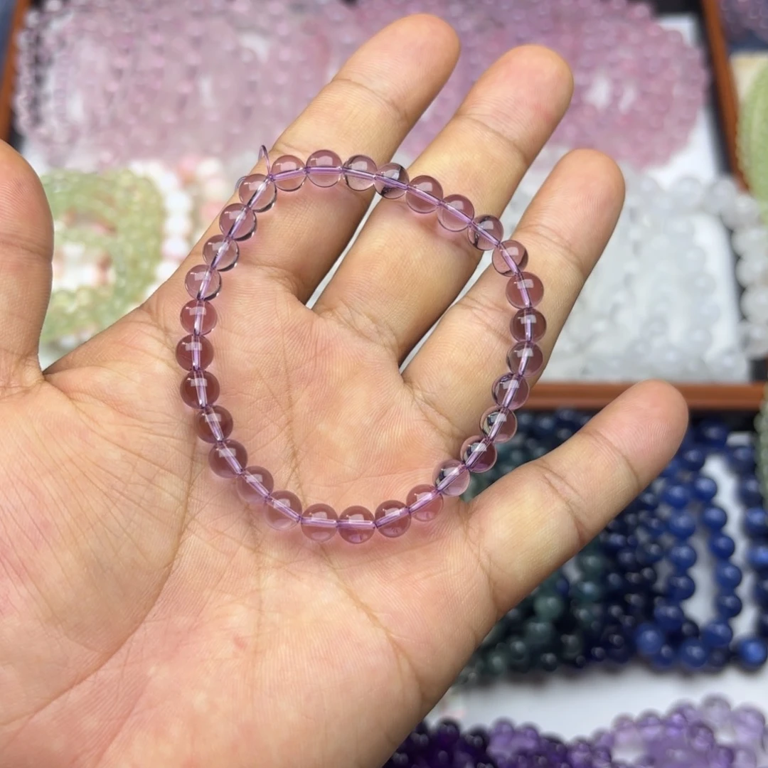 水晶手链未镶嵌此****?6mm巴西紫水晶拍10单一条