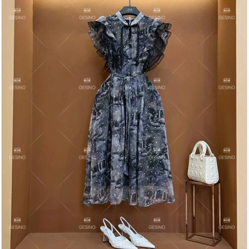 【丽】春夏丨设计师轻奢法式印花女士连衣裙 CX-2024371