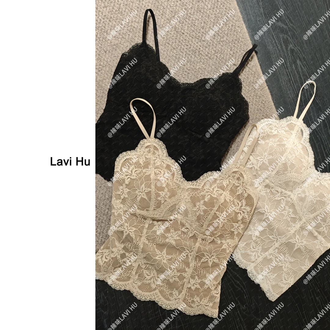 LAVI HU磨毛加绒蕾丝背心保暖内搭可外穿吊带6099