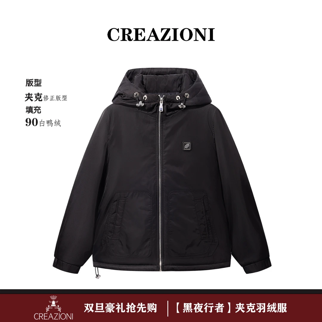 CREAZIONI【黑夜行者】夹克羽绒服保暖轻奢腔调感成熟男装高级感