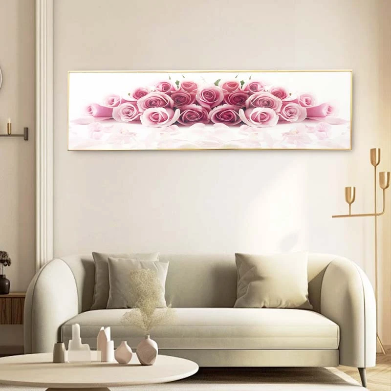 现代简约晶瓷装饰画 铝合金边框挂画 卧室床头温馨墙画 花40150