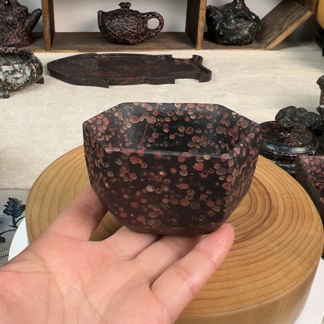 梅花玉红梅六方杯