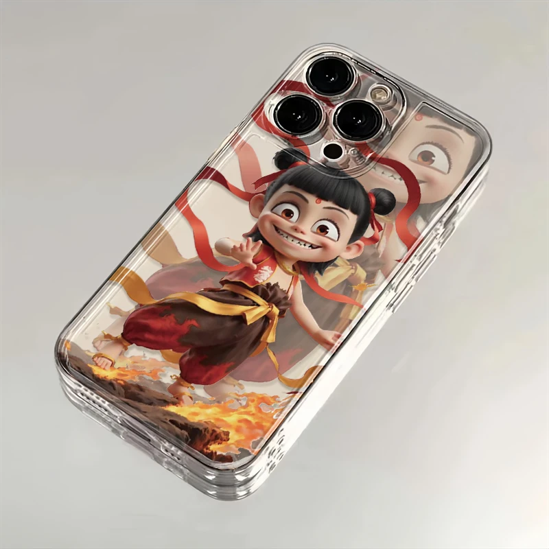 可爱微笑哪吒适用iPhone16小米15华为苹果14promax软手机壳12太空