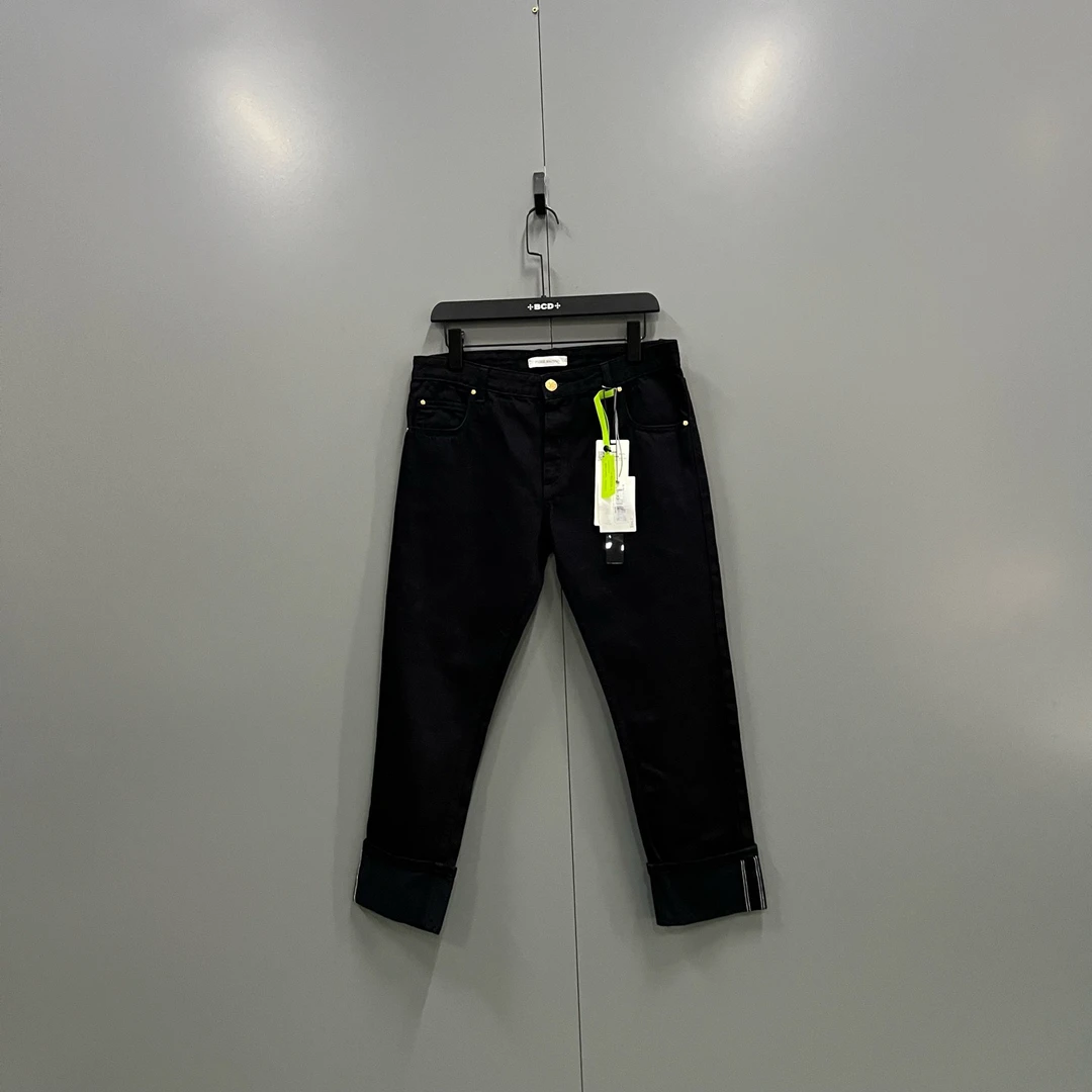 95新 maje jp914 巴尔曼 黑色牛仔裤 26码 606688