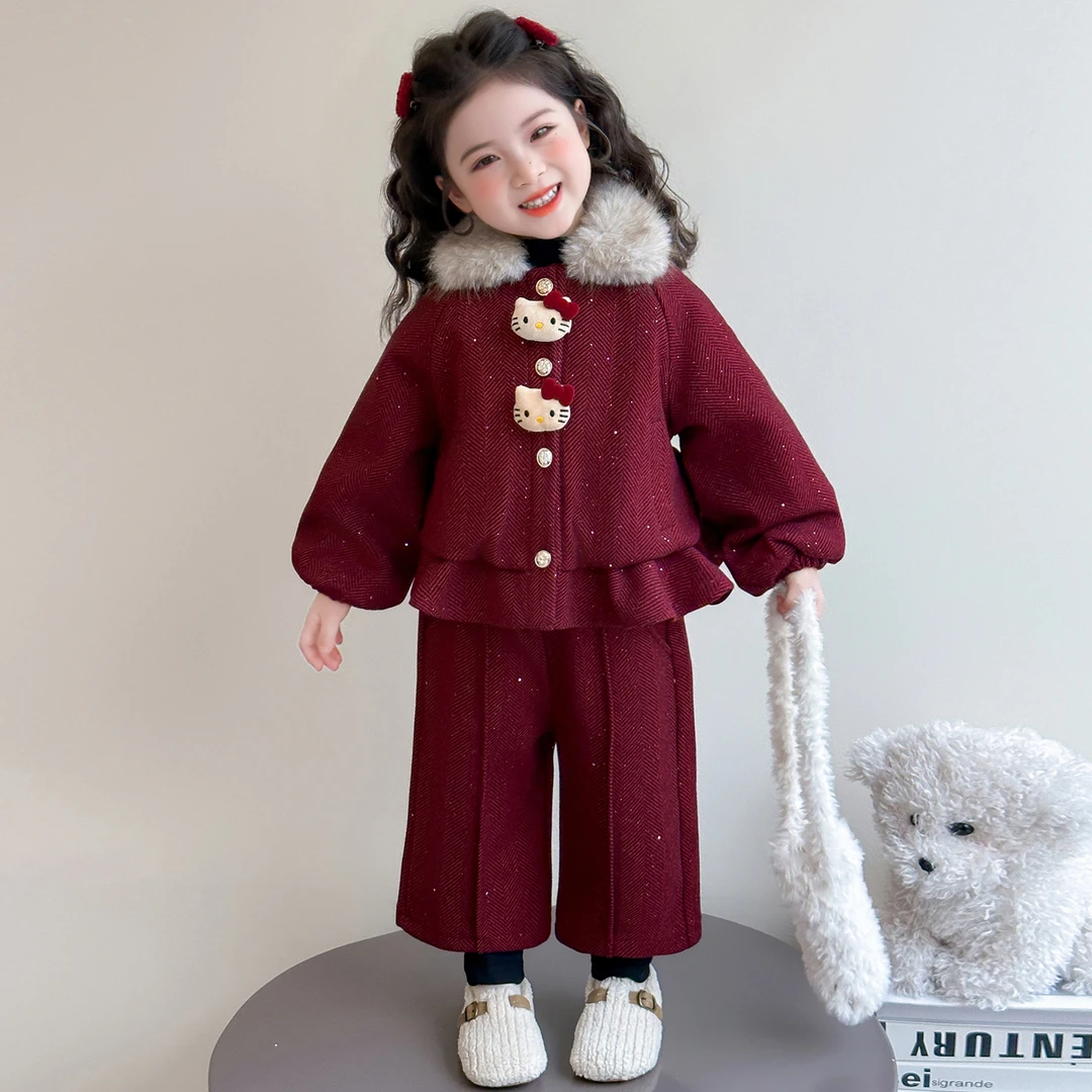 女童加绒小香风套装儿童时髦洋气加厚两件套小女孩宝宝秋冬装2026