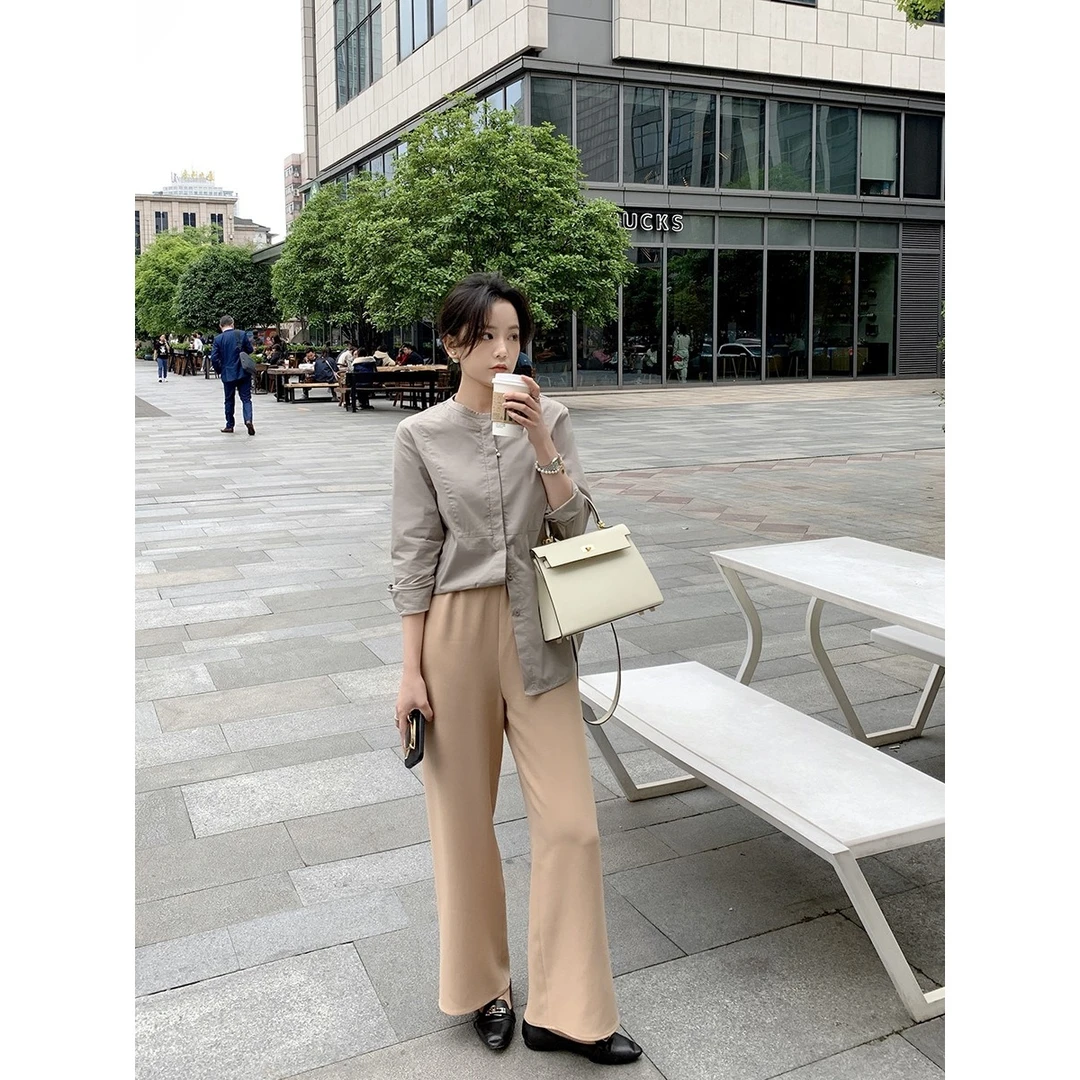 Q【团宠空气裤】髙比例醋酸双层织|K皱飘逸|松紧腰显瘦休闲裤K0488C