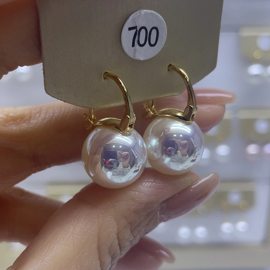 耳饰银S925镶嵌淡水珍珠