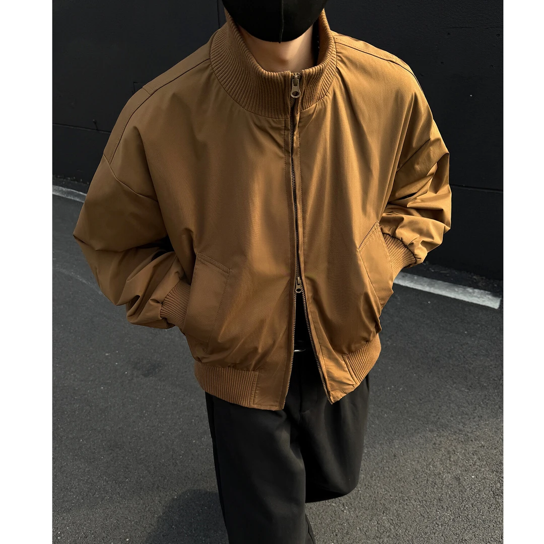 飞行员夹克外套男春秋款美式廓形短款cleanfit立领教练棒球服外套