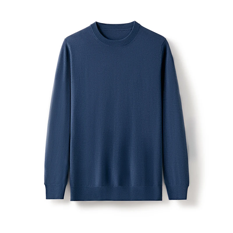 不议价】男士精纺纯山羊绒16针圆领时尚68支3股针织长袖经典套头衫