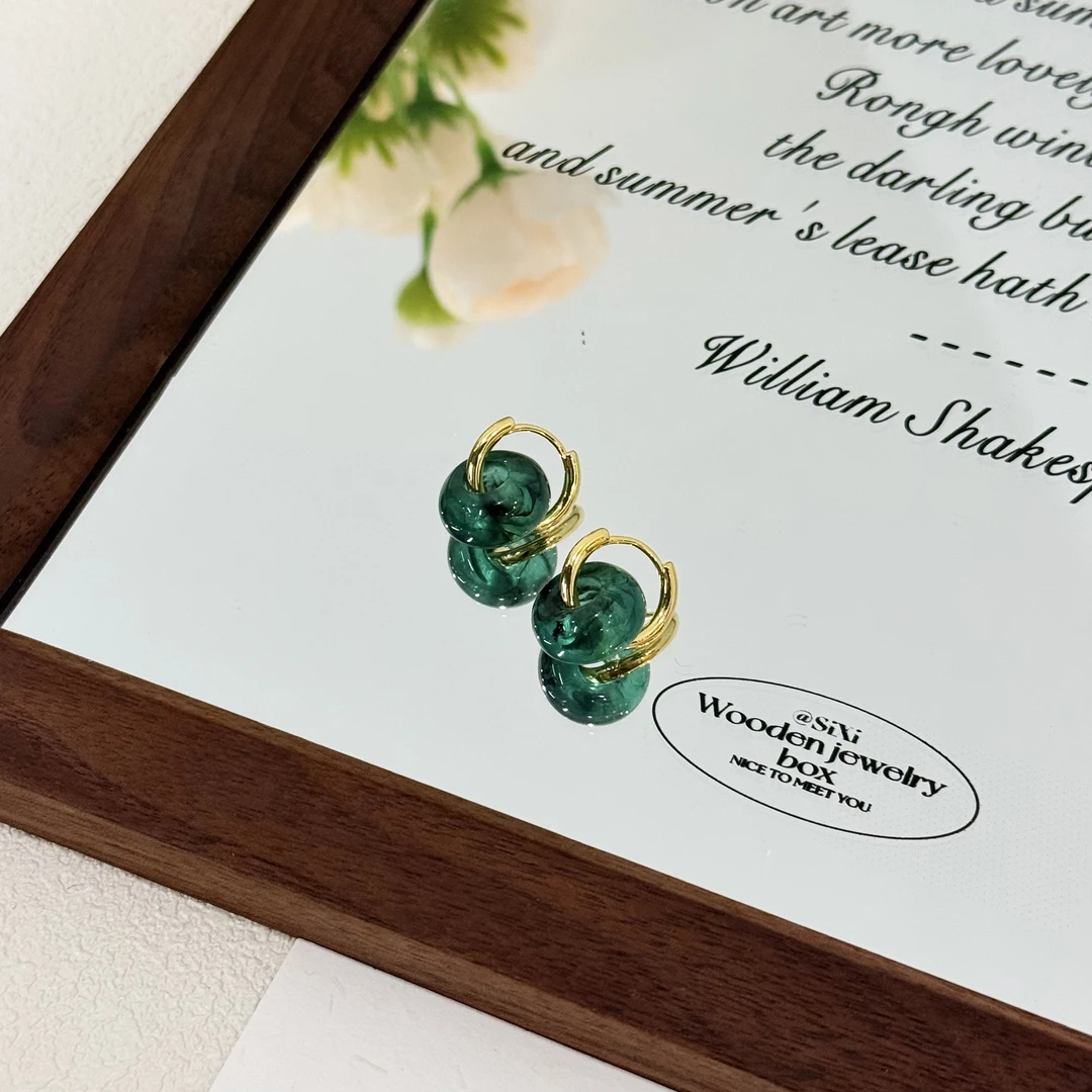 铜合金仿水晶耳饰 ES-533新中式极简两戴平安扣耳圈