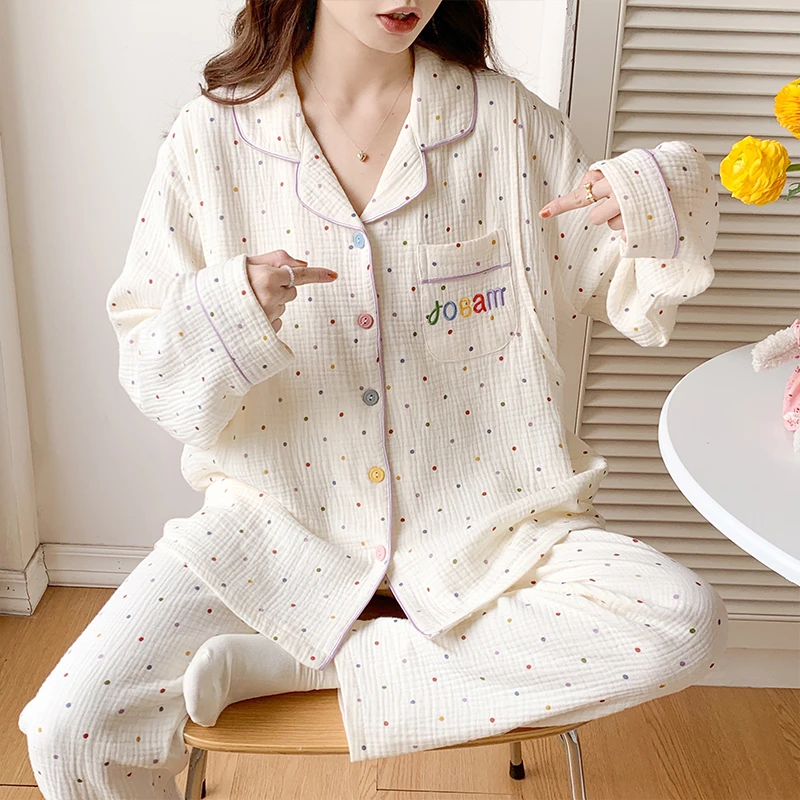 【100%纯棉纱布】月子服3-8月份春夏薄款产后哺乳孕妇睡衣喂奶套装