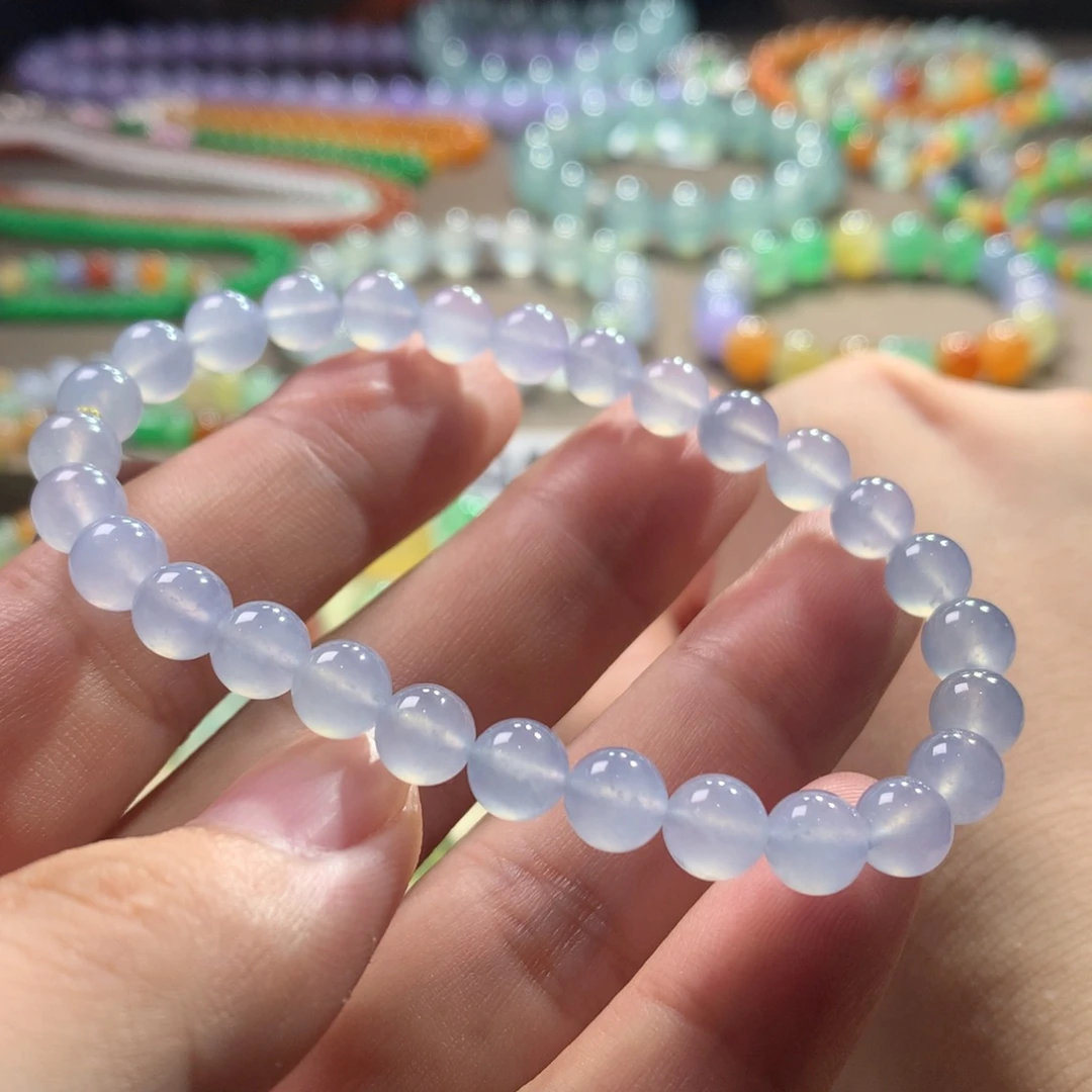 未镶嵌手链翡翠翡翠高冰淡蓝紫卡6.50+