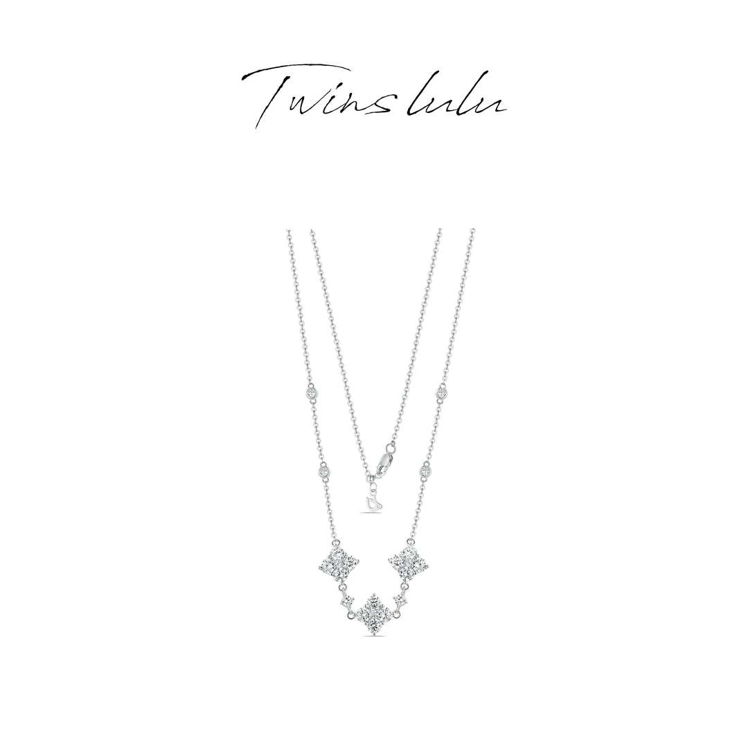 坠链均925银合成锆石 TWINS LULU手工镶嵌项链女神节礼物TSJ9246