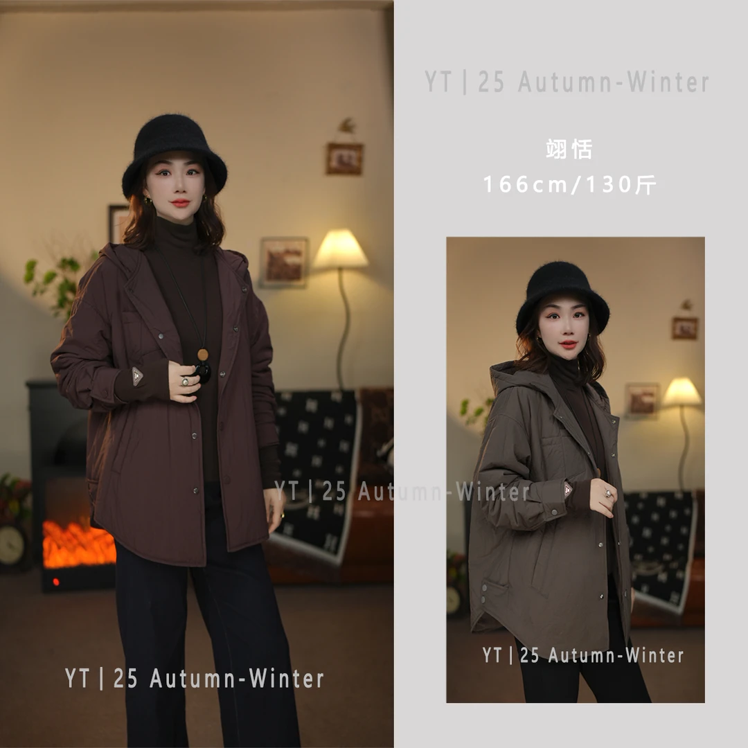 YT秋冬连帽#B401新款厚款保暖常规款棉服棉衣加厚显瘦冬季