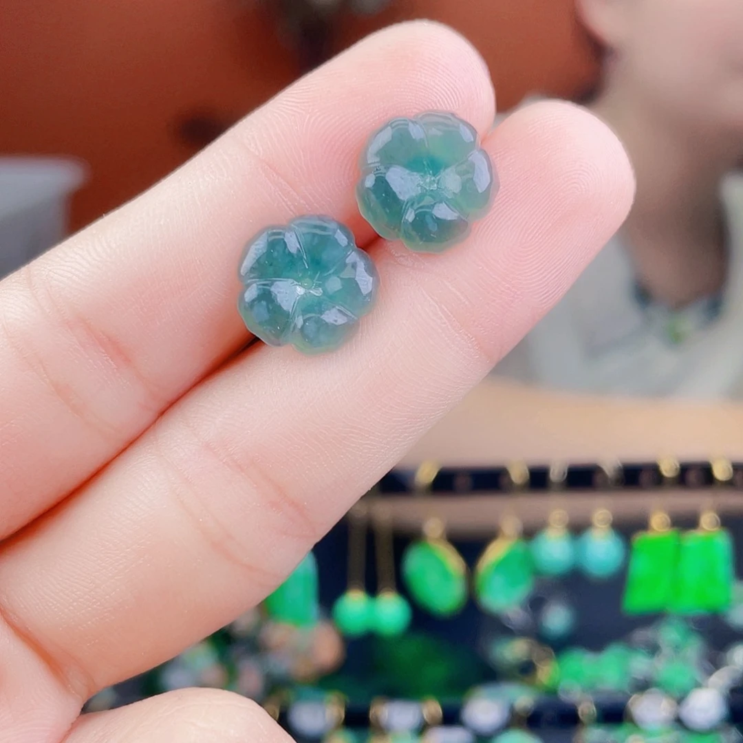 翡翠银S925镶嵌耳饰饰品