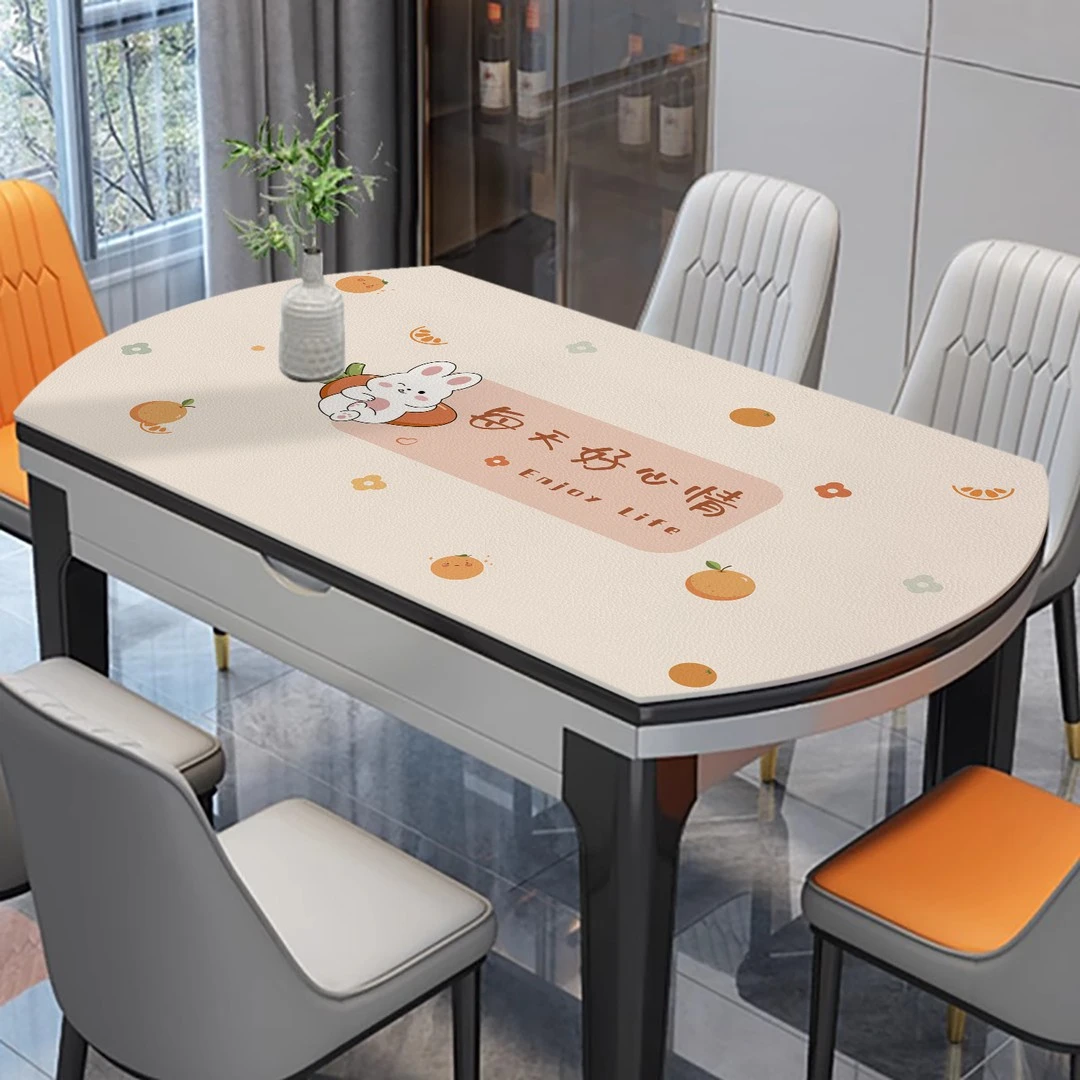 椭圆形餐桌垫免洗防水防油防烫轻奢高级感桌面保护垫折叠圆桌桌垫