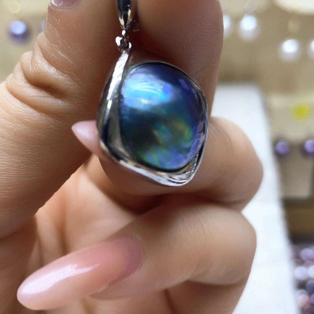 拼合珍珠（马贝珠）颈饰银S925镶嵌