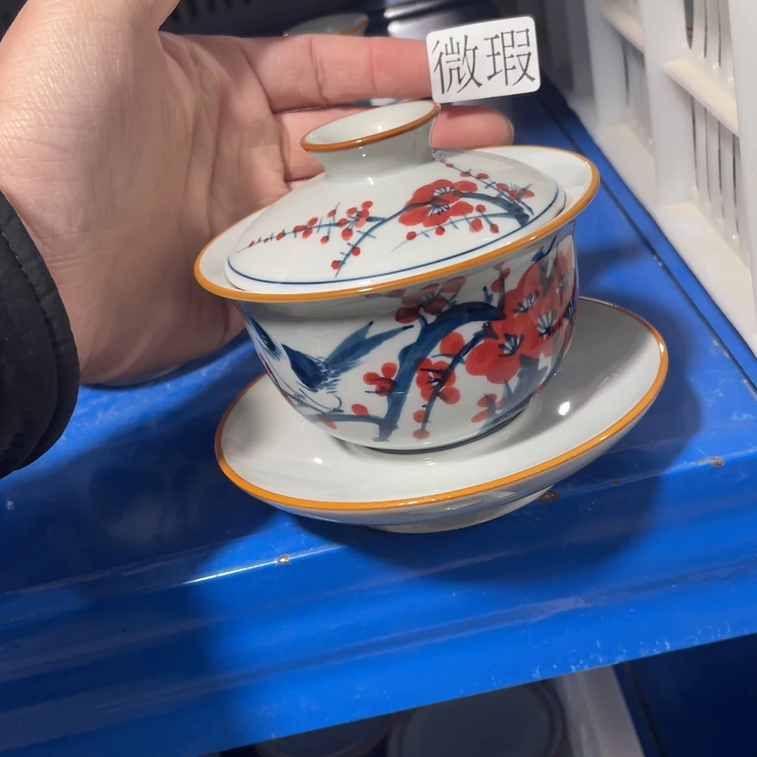 釉下手绘茶具微瑕