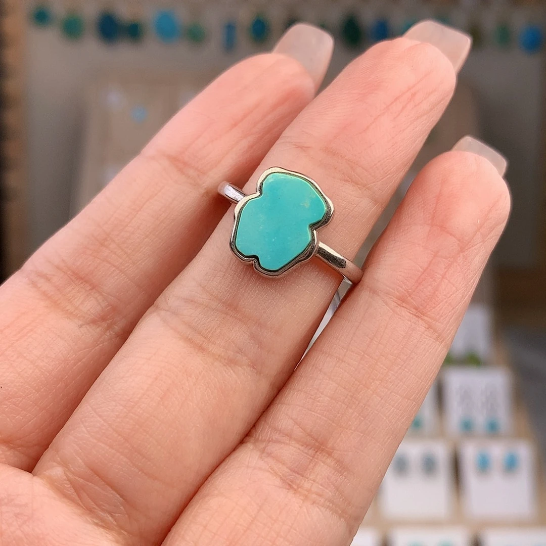 绿松石银S925镶嵌戒指