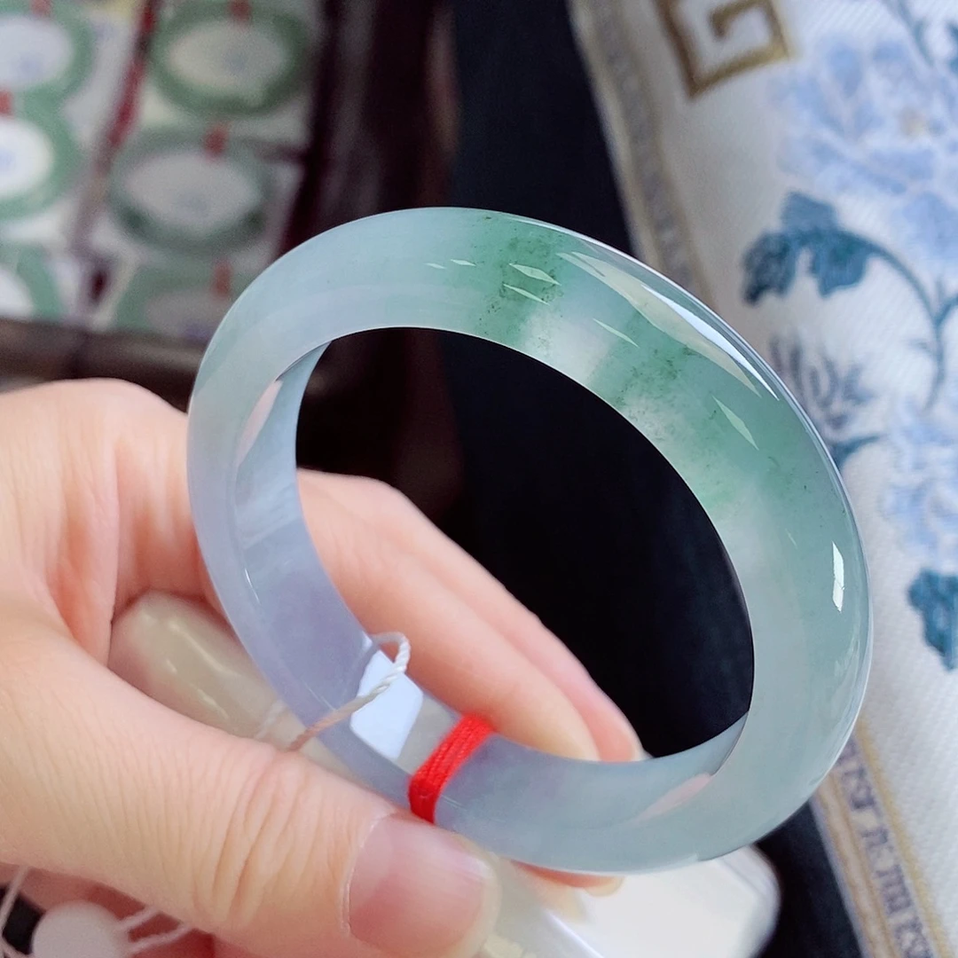 翡翠未镶嵌手镯54冰飘花