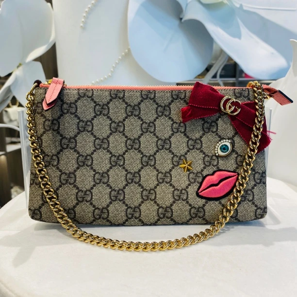 95新 GUCCI/古驰 打麻将 老花 腋下包