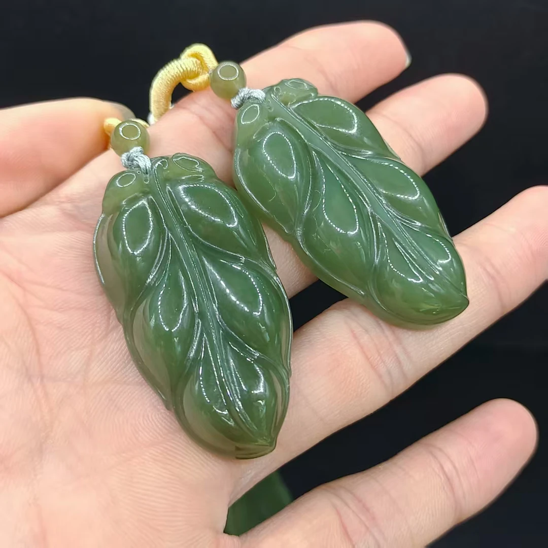 【来了严选】和田玉叶子吊坠赠绳GS【多样性发其一】约47-25-9mm