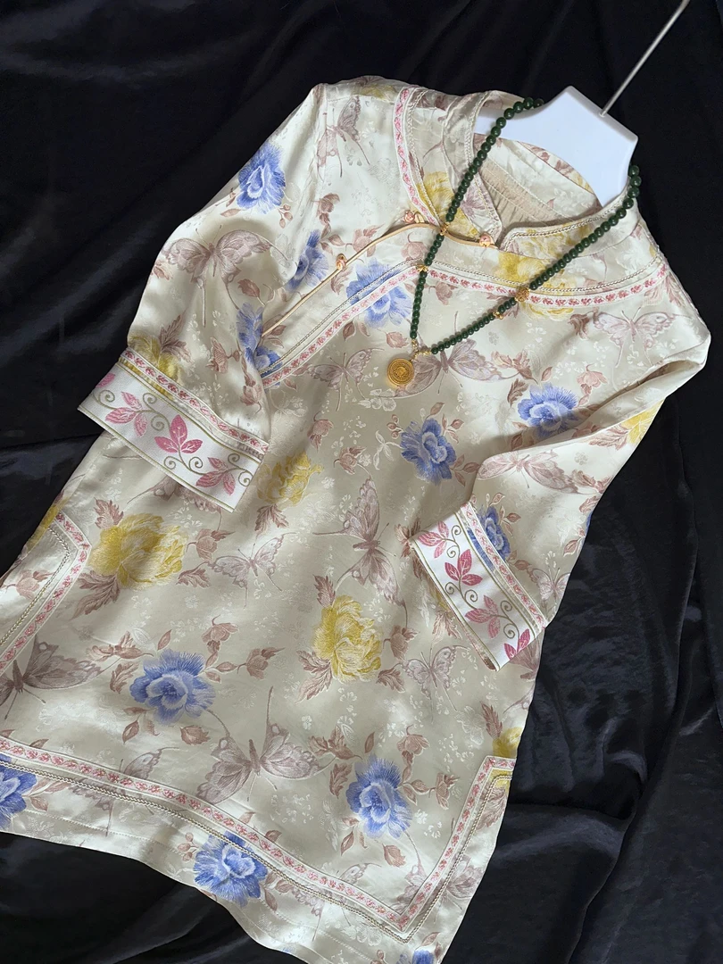 2475-常熟新中式春秋新款【西施咏】气质复古提花格格服连衣裙