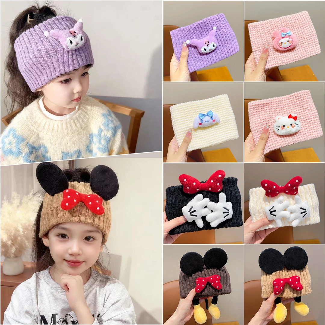 儿童针织发带秋冬季户外保暖百搭头套女童宝宝宽边运动休闲脖套